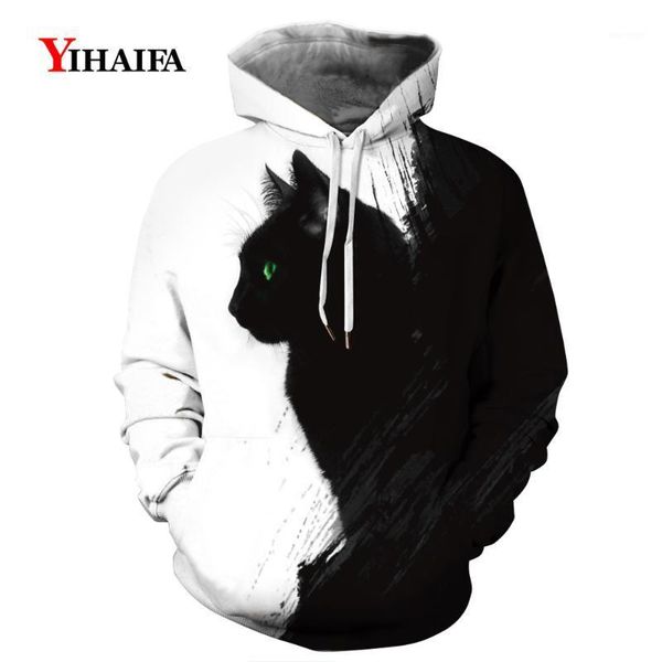 

mens hoodie casual sweatshirt 3d print animal streetwear out coat gym loose pullover hoode1, Black