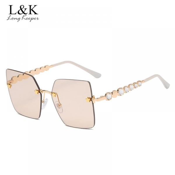 

sunglasses frameless square women's luxury oversized rhinestone frame sun glasses 2021 fashion ladies diamond gafas, White;black