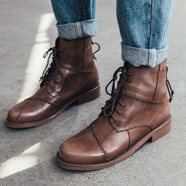 

2021 new fashion genuine leather thic women's heel high-quality shoes ankle black riding boots ji45