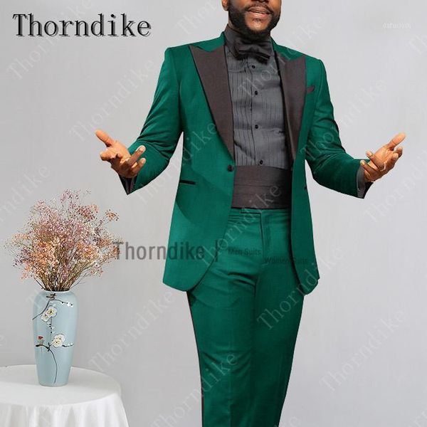 

thorndike new designs high-end wedding men suit 2 pieces set green man groom dress tuxedo double breasted blazer with pants1, White;black