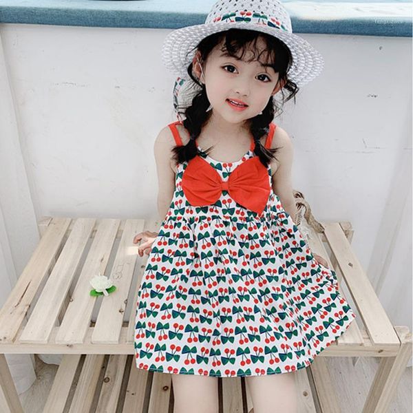 

girl's dresses 2021 arrival kids children clothing summer sleeveless leisure holiday cotton petal sleeve casual floral girls dress1, Red;yellow