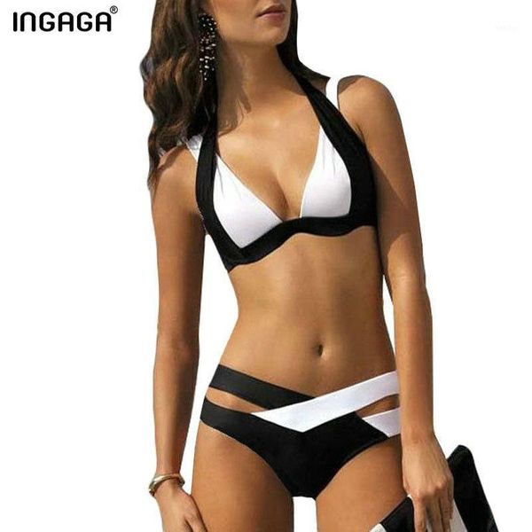 

split swimsuit bikini color matching swimsuit 2020 ladies bikini summer fashion beachwear summer bathing1, White;black