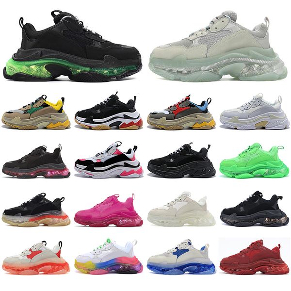 

тройная s повседневной обуви paris 17fw low старого папу sneaker комбинированных подошвы ботинок женщины люди способ верхнего качество дез c, Black