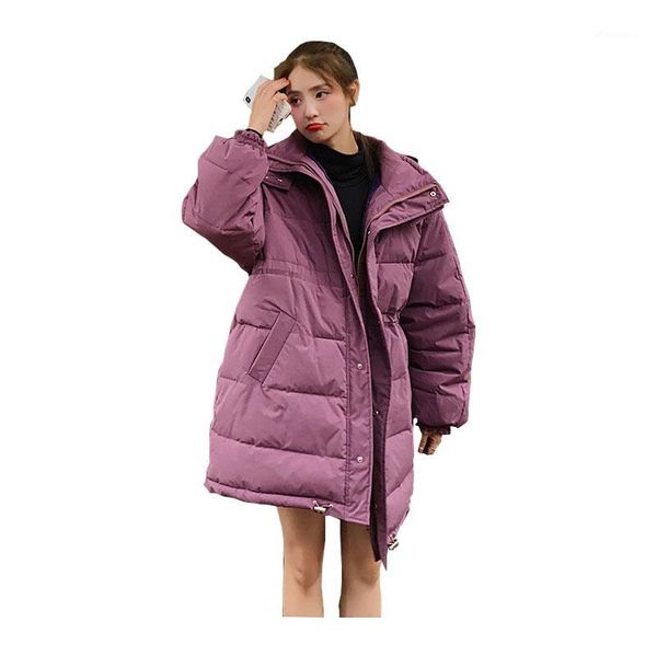 

chic women medium long winter jacket hooded windproof bio down coat oversize cotton padded parkas1, Black