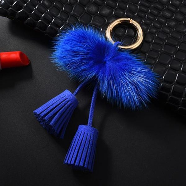 

fashion tassel keychain with mink fur gifts for women llaveros mujer car bag accessories keyring holder jewelry accessory eh339 h jllujp
