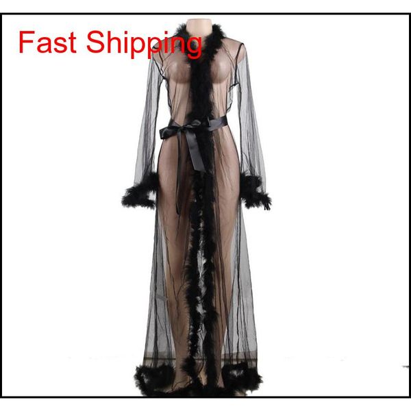 

womens robe bath plush feather long sleeve nightdress bath gown p qylclm bdesports