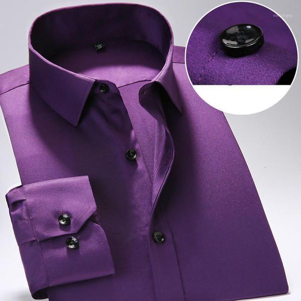 

men's dress shirts 2021 fashion bamboo fiber men's shirt male spring autumn long sleeve solid formal business men social shirts1, White;black