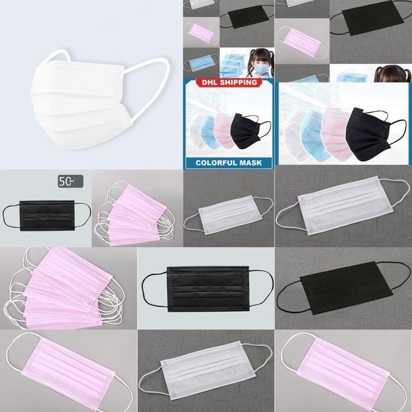 

disposable with 3 white loop breathable ear black ply anti-pollution dust pink air elastic face mask mouth masksupr4aj tjtol