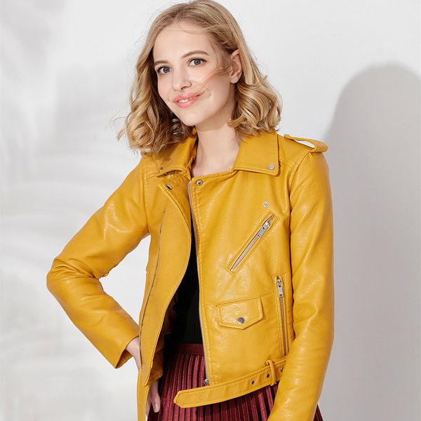 

2021 new autumn women false women's occasional skin pu leather from motorcycle, rebite outerwear 7ukt, Black