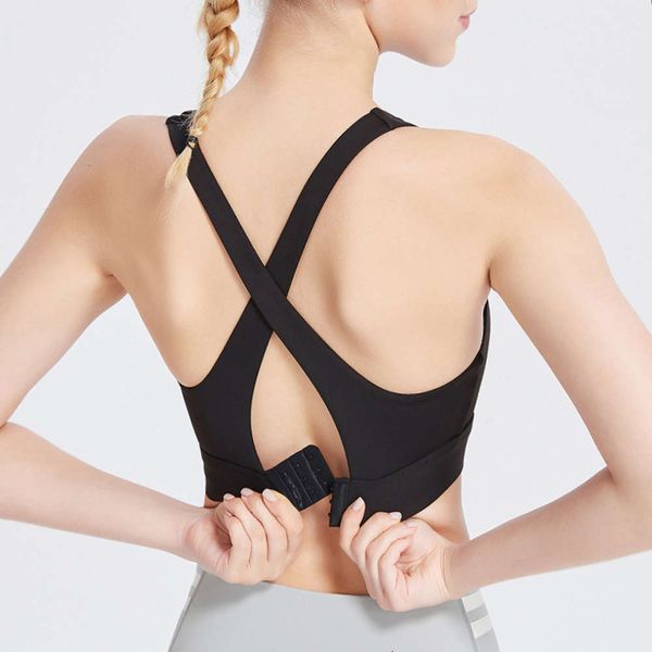 

all in one cup sports underwear women's shockproof running gathered shape fitns bra back yoga vt, Gray