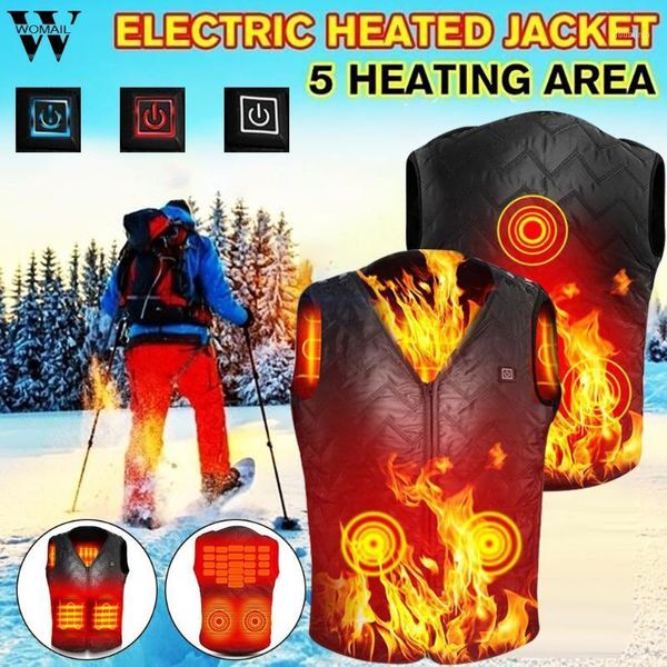 

men women outdoor usb infrared heating vest flexible electric thermal winter warm jacket clothing for sports hiking riding1, Black;white