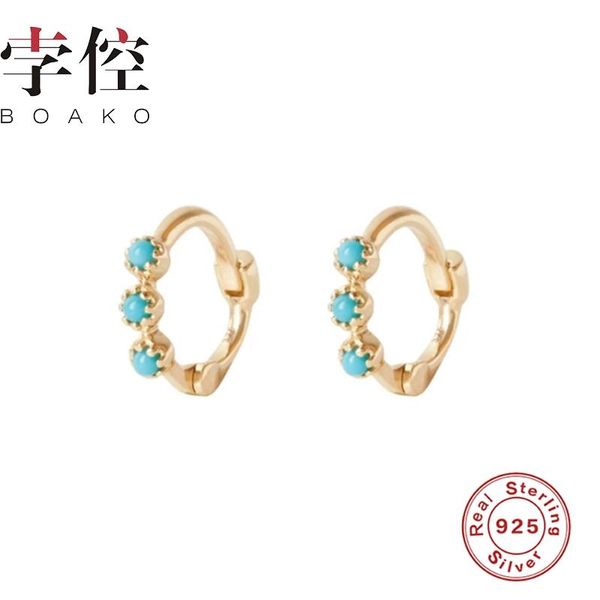 

boako mini opal trilogy earrings hoops 925 sterling silver earrings for women silver jewelry zircon earring pendientes brincos, Golden;silver