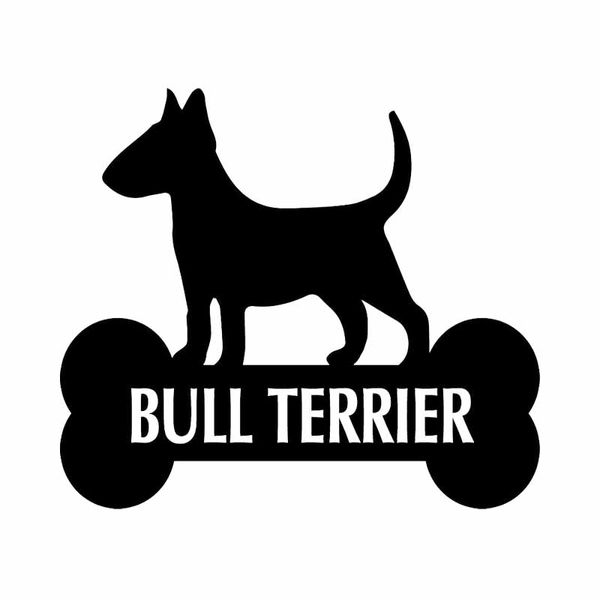 

13.9x12.2cm bull terrier vinyl decal window car sticker pet love dog breed dogs bone black/silver c24-1447