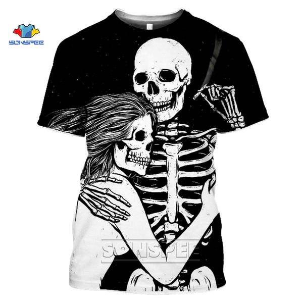 

punk style men summer skull couple skeleton skull homme camisetas hombre 3d print shirts hentai oversized kawaii men clothing