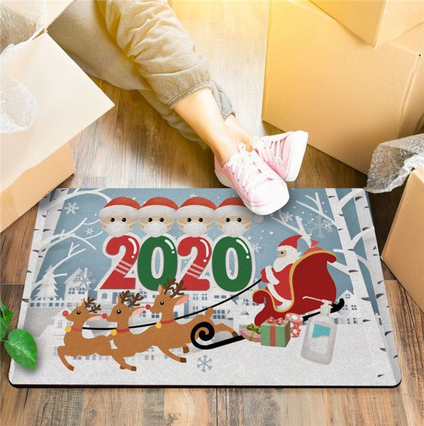 

christmas bathroom mat living room porch door mat carpet floor cover mat quarantine survival family face mask xmas decorations e101301