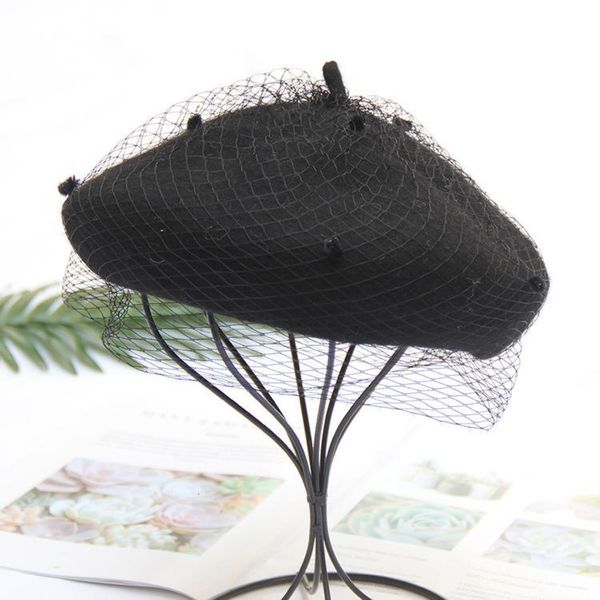 

beret women mesh camel painter cap female vintage hats with veil elegant winter ladies soft french artist hat beret h sqccuf, Black;white