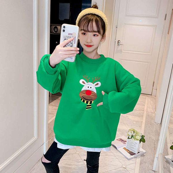 

padded girls' cotton christmas sweater zhongda children's 2020 new winter clothing korean fashion warm bottom coat, Black