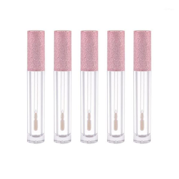 

5 pieces 6ml empty lip gloss tube with glitter pink cap plastic lip glaze bottle sample vials cosmetics container1