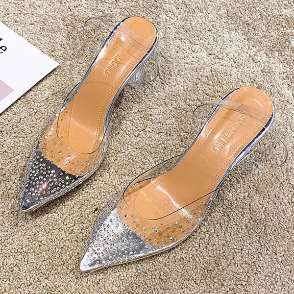 

women's ladies fashion crystal transparent peep toe sandals high heels shoes women transparent shoes high heels#g20, Black