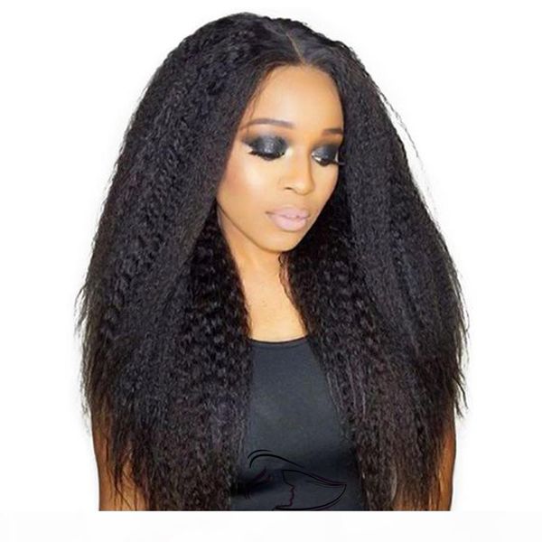 

360 full lace human hair wigs 8a virgin peruvian hair kinky straight afro lace wigs for black women baby hair hip, Black;brown