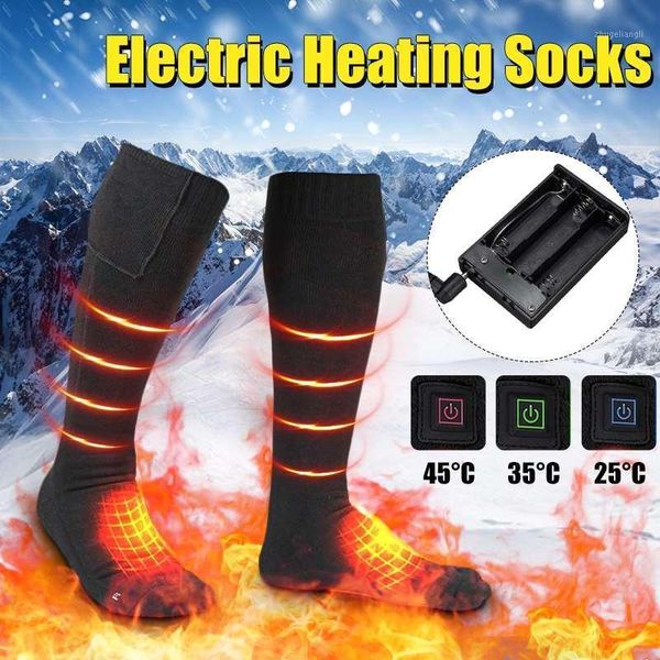 

electric heated socks skiing heated socks for men women winter warming cycling hiking snowboard rechargeable battery1, Black