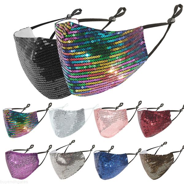 

designer face mask fashion sequin face masks men women breathable dustproof thin sparkling colored diamond mask dust haze mask