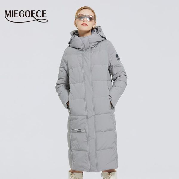 

miegofce 2020 new women's long cotton coats with miegoce logo design winter waterproof parkas windproof clothes women's jacket, Black