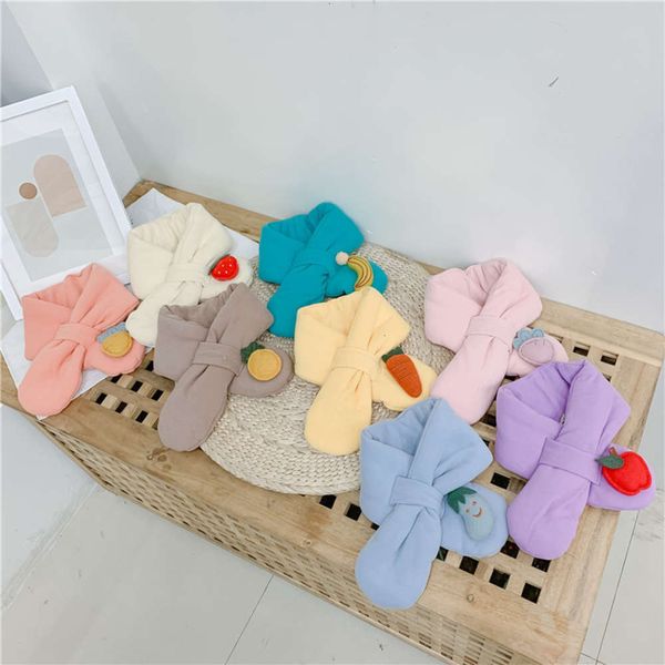 

autumn korean lovely fruit 2020 children's scarf and winter new soft baby cross cotton warm neck kjhw, Red;brown