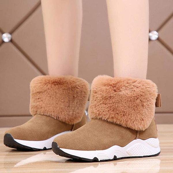 

women snow boots fur winter shoes women ankle boots female platform casual ladies sneakers booties women's, Black