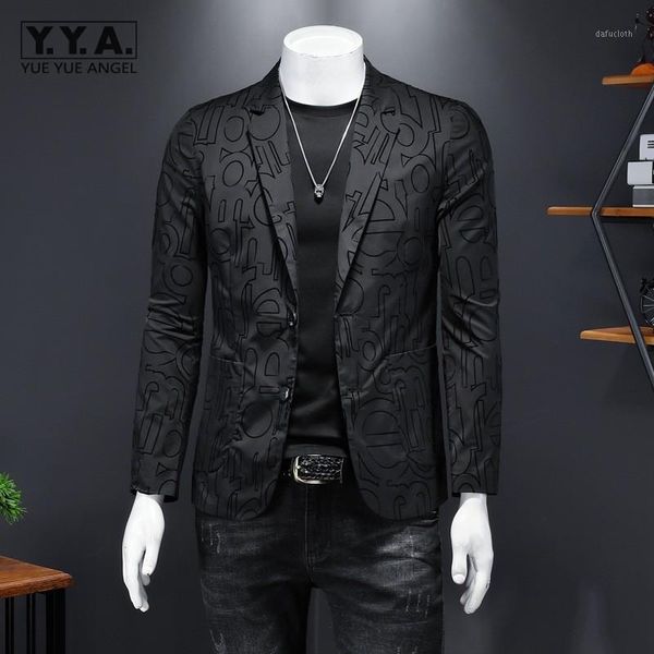 

printed business mens suit jacket slim fit long sleeve autumn blazers design blazer outerwear large size 5xl male casual jackets1, White;black