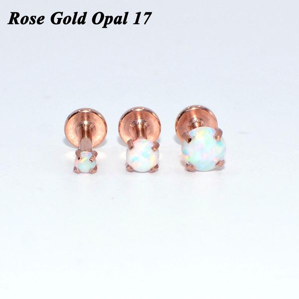 

1pc internally threaded prong round opal zircon with flat bottom labret stud ear tragus cartilage earring lip ring piercing q jlltng, Silver