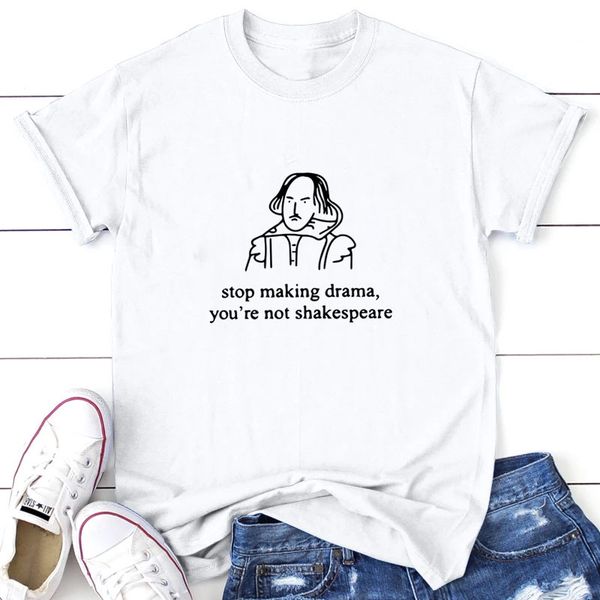 

women's t-shirt smaking drama old man cotton short sleeve, White