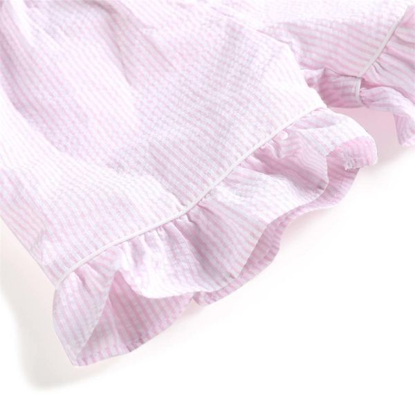 

clothing 100% cotton summer short sleeve pajamas seersucker stripe kids sleepwear 12m-12years pyjamas home wear y200328, Blue;red