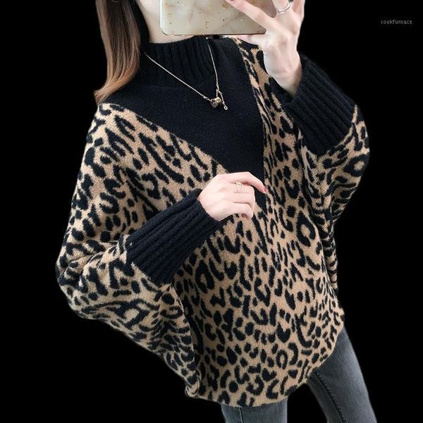 

women turtle neck argyle sweater autumn winter loose female knitted jumper thick batwing sleeve patchwork christmas sweater1, White;black