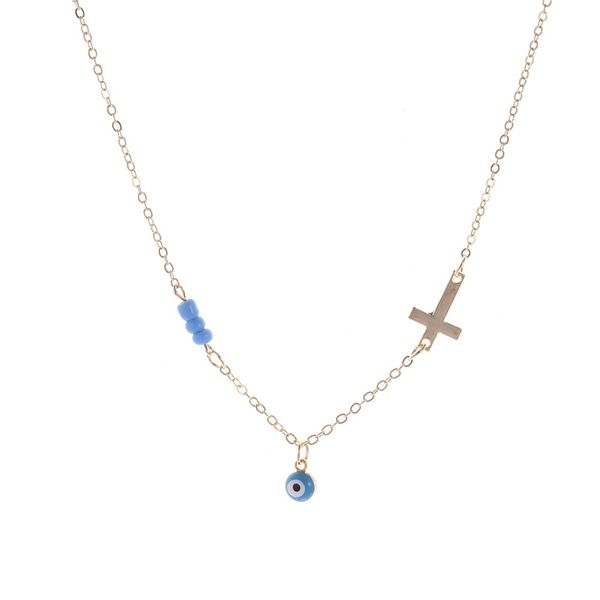 

scliver woman choker простое для 2020 цветовые подарки летние золотые крестовые бусины ожерелье мода глазные подвески ожерелья новые ювелирн, Golden;silver