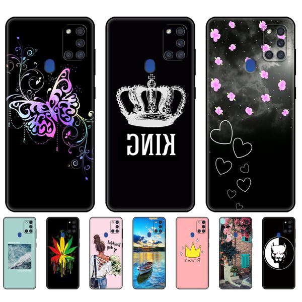 

6.5" soft silicon back phone cover for samsung galaxy a21s galaxya21s a 21s a217 shell black tpu case