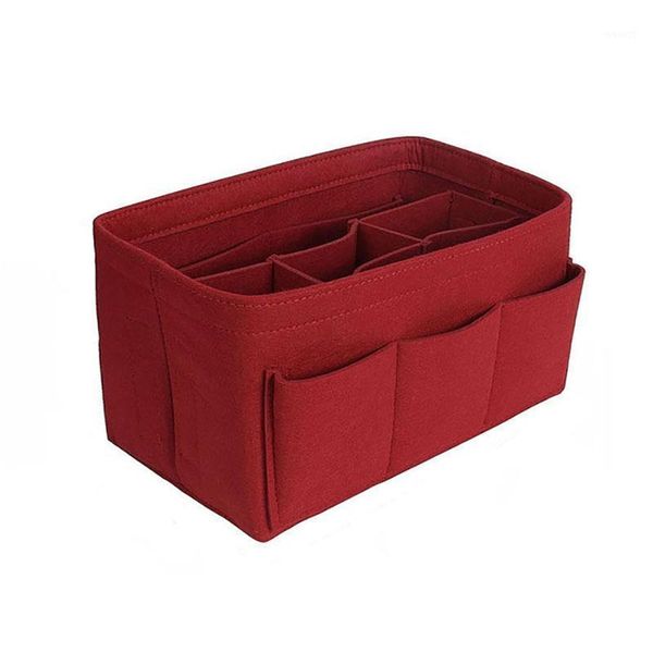 

women fashion felt cloth inner bag fits in insert handbag multi-pockets cosmetic bags storage and personal belongings organize1