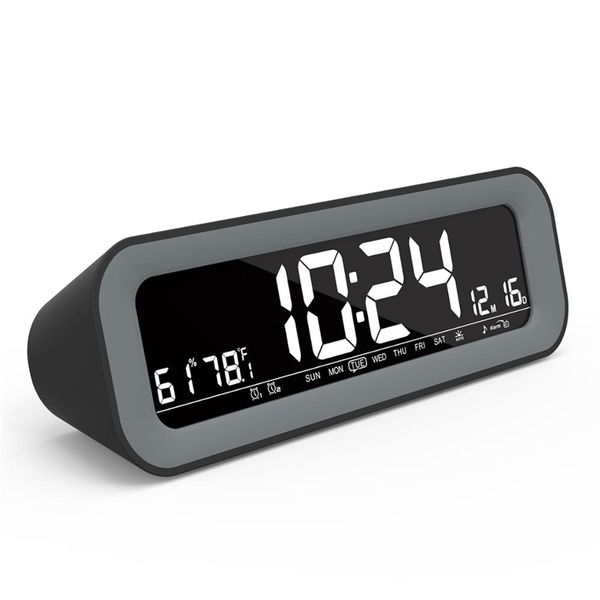 Relógio Digital com Relógio de Rádio FM de Luz de LED Auto Com Temporizador e Temperatura Grande Display Calendário Relógio Com Alarmes Duplos 201222