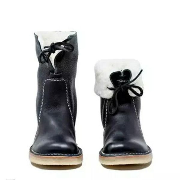 

boots ladies student fashion women snow explosion models women's boot flat large size winter shoes ankleboots for, Black
