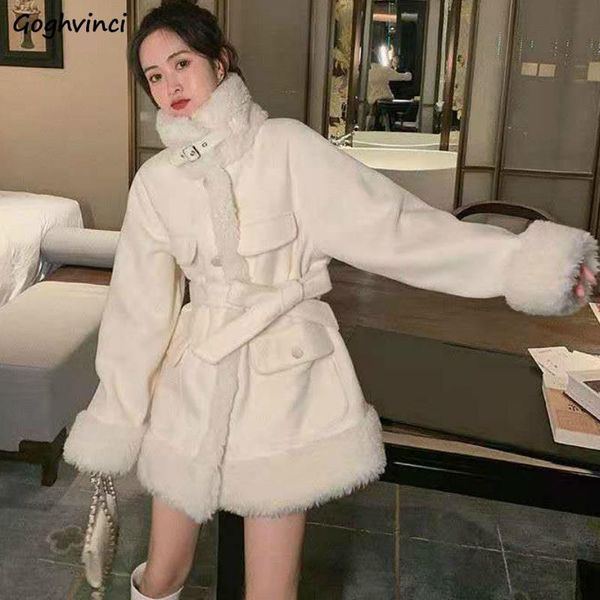 

women blends winter scarf collar single breasted spliced sweet girls elegant lady warm wool casual streetwear female fashion new, Black