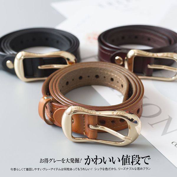 

women's original versatile hollow two-layer leather belt for women, Black;brown