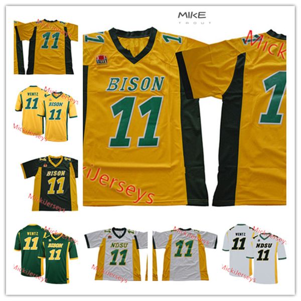 

men north dakota state bison carson wentz jersey stitched #11 carson wentz north dakota state football jerseys s-3xl, Black
