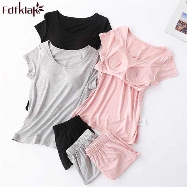 

fdfklak summer pajamas for women short sleeve cotton sleepwear set modal soft women's pijamas sets lounge pyjama home clothes y200708, Black;red