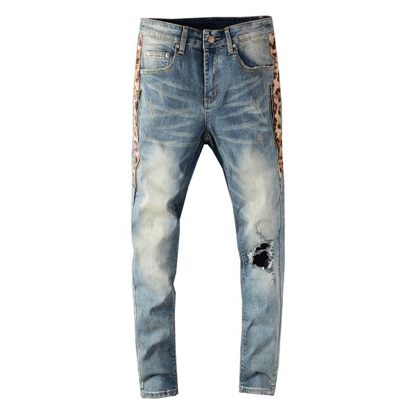 

2021 new new streetwear denim pants from thin retro-blue men torn hip designer jeans brim 9wzo