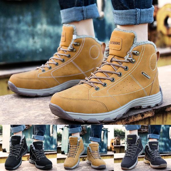 

pu leather boot men's mesh breathable low-sneakers lightweight non-slip hiking shoes solid color cross strap boots booties, Black