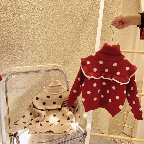 

polka girls' turtleneck baby pullover children's dot plush sweater, Blue
