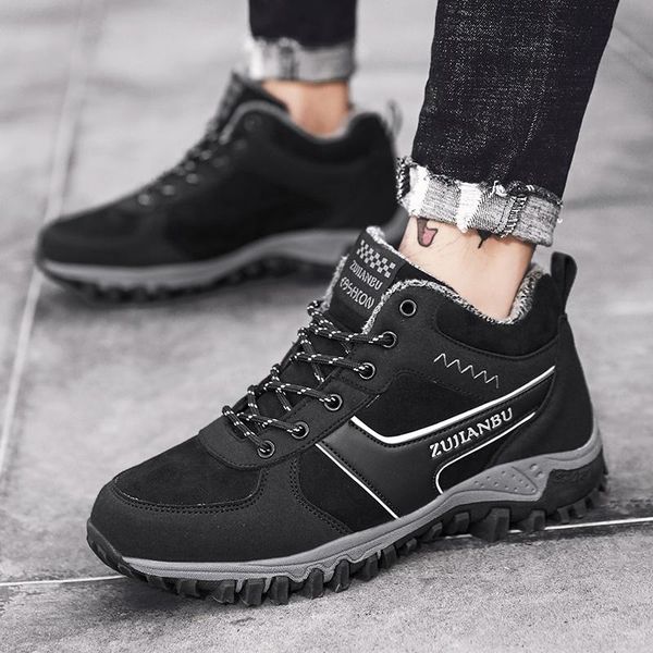 

new winter women's sports shoes ankle boots lace up females snow boots warm plush platform sports shoes lady winter, Black