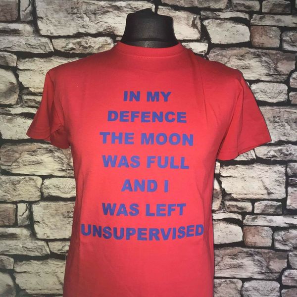 

in my defence the moon was full and i was left unsupervised funny fun hoodie designers t shirts sweatshirt