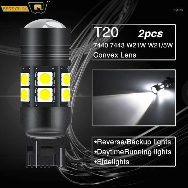 

xukey car t20 7443 7440 w21w w21/5w auto led drl reverse lights bulb parking sidelights backup lamp globes 580 582 12v1