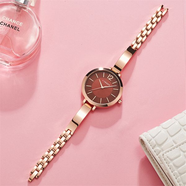 

curren fashion dress ladies bracelet watches womens quartz stainless steel band wristwatch gift women's watch reloj mujer q1119, Slivery;brown